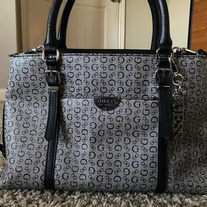 Guess LA Satchel Bag - Grey and Black Leather